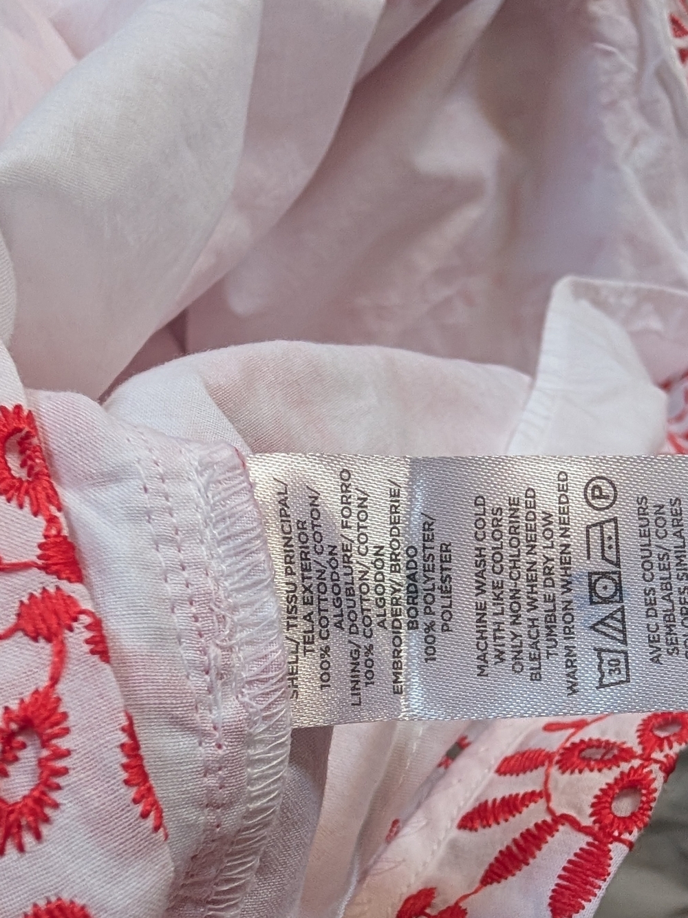 Ann Taylor Red White Floral Eyelet Dress Tie Waist Short Sleeve Dress Sz XS - Picture 10 of 12